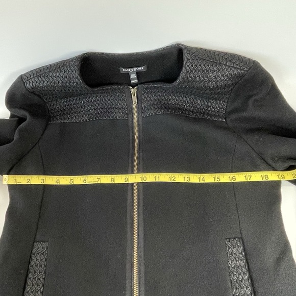 Eileen Fisher 100% Wool Round Neck Full Zip Collarless Career Blazer Jacket PM - Picture 11 of 11
